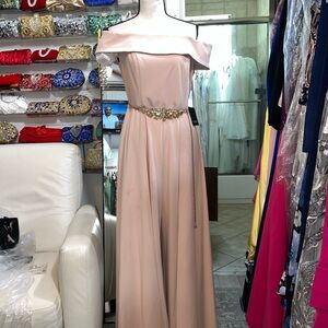 Chic Strapless Cream Jumpsuitoff the shoulder walk through jumpsuit with Dacian